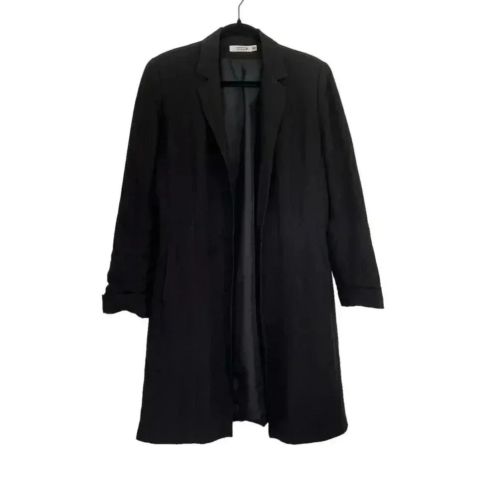 Vintage Linen Overcoat Blazer Dress Coat Comptoir Des Cotonniers Black Size EU42